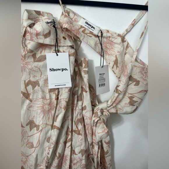 Showpo Cream and Pink Floral Wide Leg Pants - Picture 2 of 7